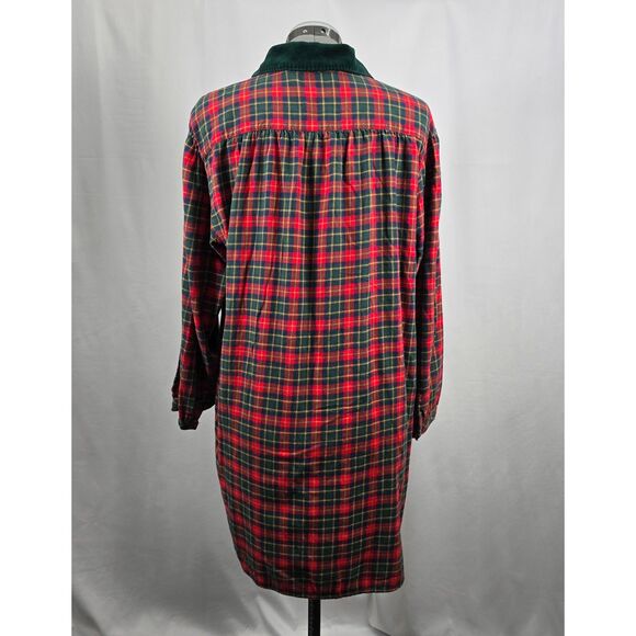 Victoria's Secret Country Babydoll Flannel Nightgown Velvet Collar Red & Green M - Picture 2 of 8